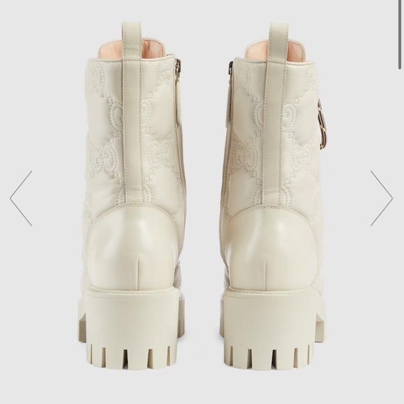 GUCCI WOMEN'S GG MATELASSÉ LACE-UP BOOT - Picture 4 of 5